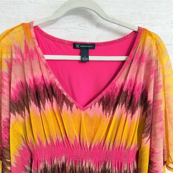 Inc Caflan Women’s Boho Pink Tie Dye Mini Dress. Size L - Picture 3 of 7